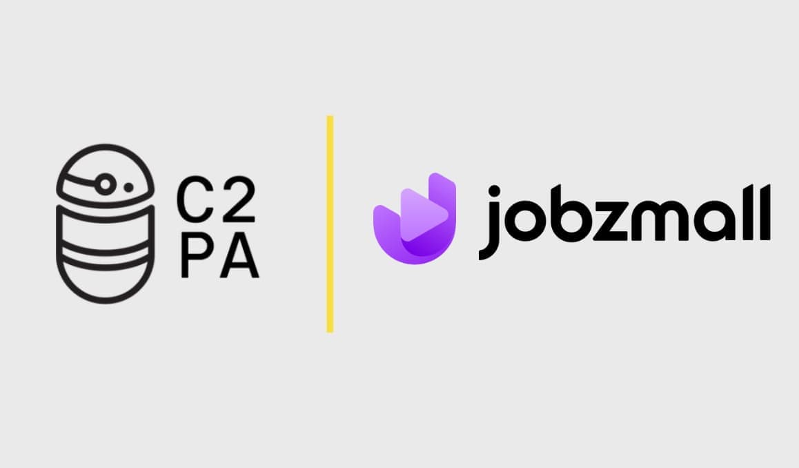 C2PA and JobzMall logos side by side, marking JobzMall joining the Coalition for Content Provenance and Authenticity.